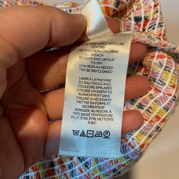 Anthropologie Maeve Women M Fitted Smocked Tank Top Colorful Cropped Summer Fun - Picture 4 of 8